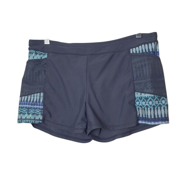 Free Country Womens Swim Shorts M Dark Gray Blue Side Pockets Lined - Picture 1 of 8